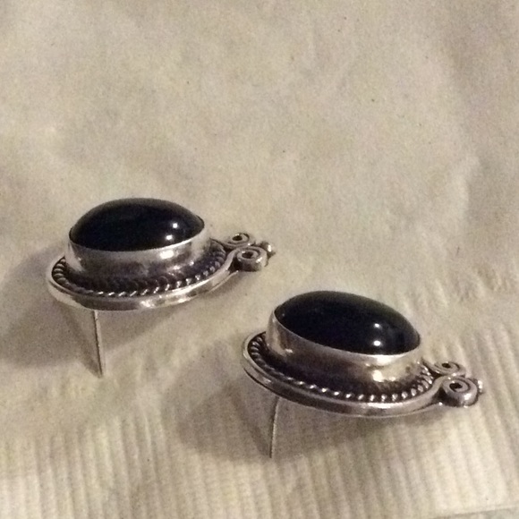 Classy Black Onyx Sterling Silver Earrings - Picture 10 of 10